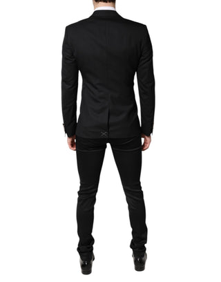 Schwarzer, einreihiger, formeller Blazer mit Weste