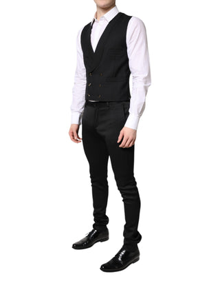 Schwarzer, einreihiger, formeller Blazer mit Weste