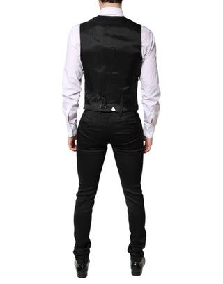 Schwarzer, einreihiger, formeller Blazer mit Weste