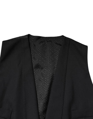 Schwarzer, einreihiger, formeller Blazer mit Weste
