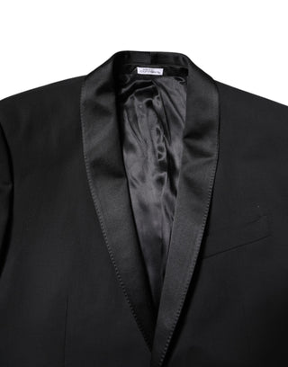 Black Wool Single Breasted 2 Piece Suit