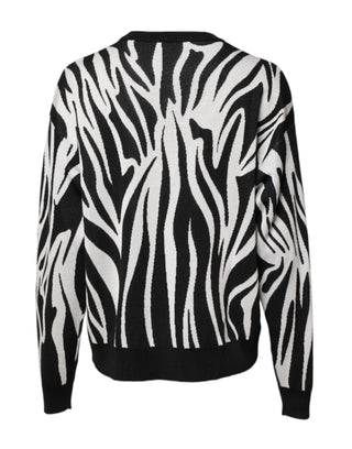 Schwarz-weißer Damen-Pullover mit Aufdruck