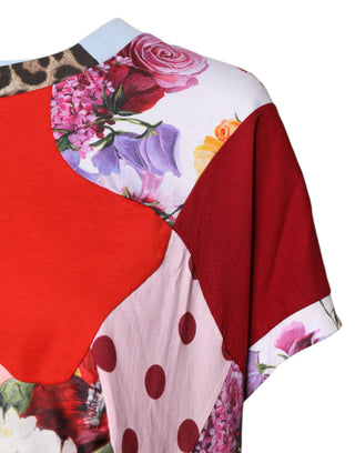 Blusa multicolor de manga corta con patchwork