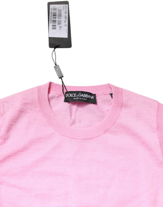 Pink Cashmere Round Neck Sleeveless Tank Top