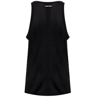 Camisetas sin mangas de seda negra