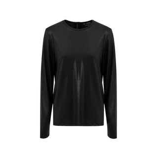 Schwarzes Viskose-Langarmshirt