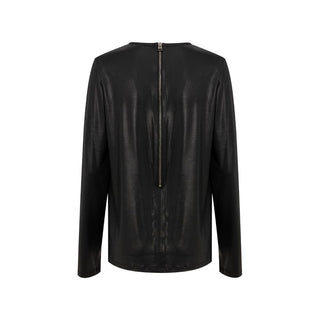 Schwarzes Viskose-Langarmshirt