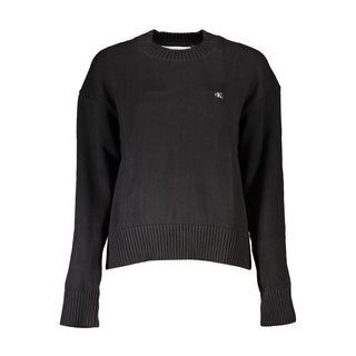 Schwarzer Baumwollpullover für Damen