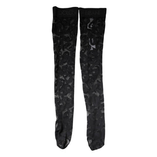 Black Floral Lace Cotton Stretch Stockings Socks