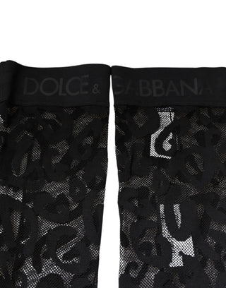 Black Floral Lace Cotton Stretch Stockings Socks