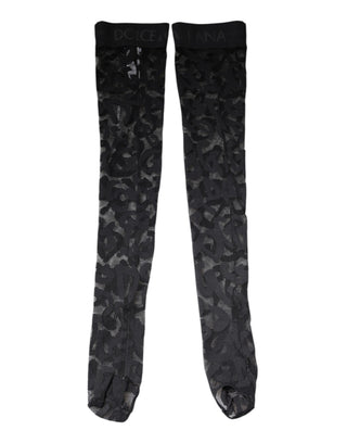Black Floral Lace Cotton Stretch Stockings Socks