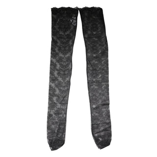 Black Floral Lace Cotton Stretch Stockings Socks