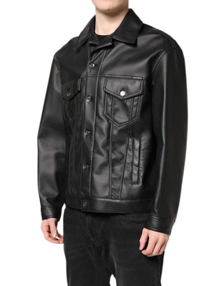 Chaqueta biker de poliéster negro con botones  