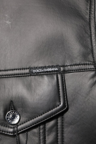 Chaqueta biker de poliéster negro con botones  
