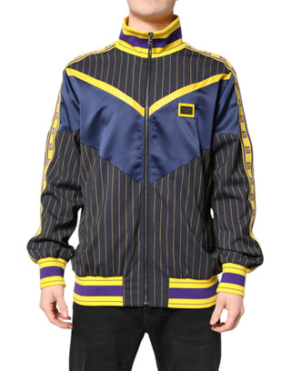 Chaqueta bomber con cremallera completa y logo a rayas negro  