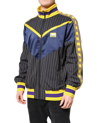 Chaqueta bomber con cremallera completa y logo a rayas negro  