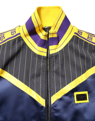 Chaqueta bomber con cremallera completa y logo a rayas negro  