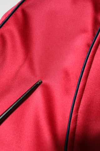 Chaqueta bomber para hombre roja con cremallera completa y parche floral  