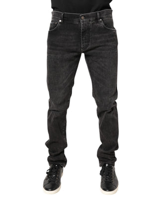 Jeans pitillo de algodón lavado gris  