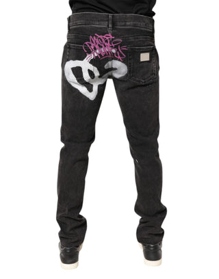 Jeans pitillo de algodón lavado gris  