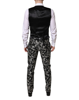 Traje de hombre MARTINI de 3 piezas en jacquard negro y gris