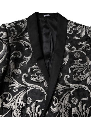 Traje de hombre MARTINI de 3 piezas en jacquard negro y gris