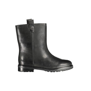 Black Leather Women Ankle Boot