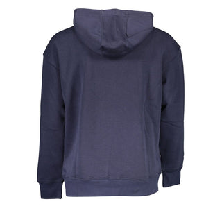 Sudadera con capucha azul de algodón para hombre