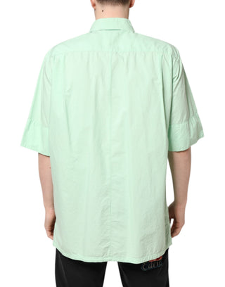 Green Cotton Short Sleeves Men Casual Shirt