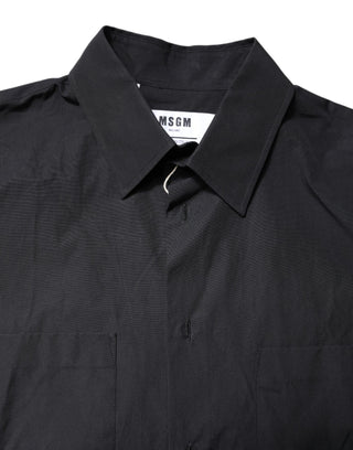 Black Printed Short Sleeves Collared Men Casual Shirt
