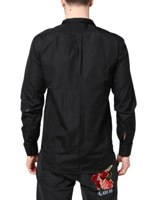 Black Cotton Long Sleeves Men Formal Dress Shirt