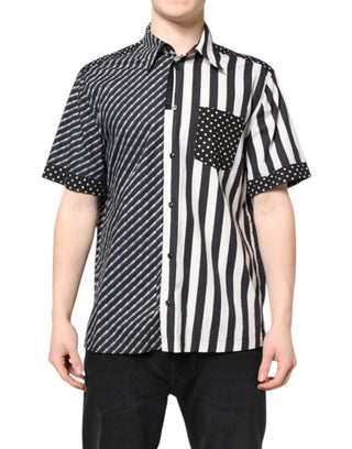 Camisa casual abotonada a rayas blancas y negras