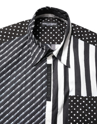 Camisa casual abotonada a rayas blancas y negras