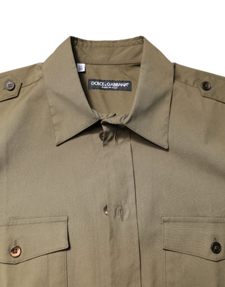 Brown Cotton Stretch Casual Long Sleeves Shirt