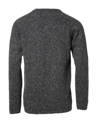 Gray Wool Knitted Round Neck Pullover Sweater