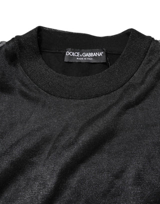 Suéter de cuello redondo tejido con logo negro  