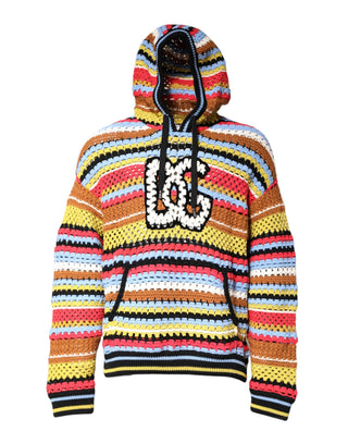 Colorful striped hoodie with a hood on a white background