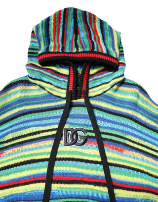 Multicolor Cotton Hooded Pullover Sweater