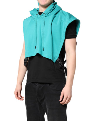 Green Cotton Hooded Men Sportswear Vest Sweater