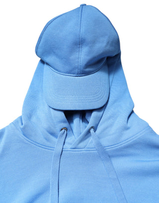 Blue Cotton Hooded Men Sportswear Vest Sweater