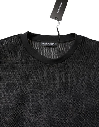 Camiseta negra de manga corta con logo transparente  