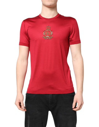 Rotes Seiden-DG-Kronen-Logo Kurzarm-T-Shirt