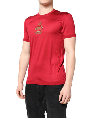 Rotes Seiden-DG-Kronen-Logo Kurzarm-T-Shirt
