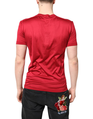 Rotes Seiden-DG-Kronen-Logo Kurzarm-T-Shirt