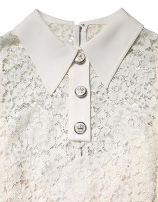White Floral Lace Long Sleeves Shift Dress