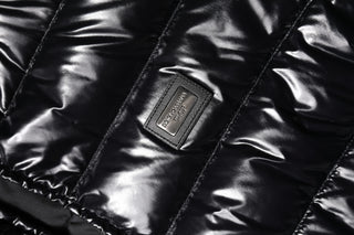 Black Logo Plaque Full Zip Puffer Jacket