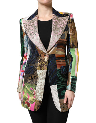 Mehrfarbige geblümte Patchwork-Jacquardjacke