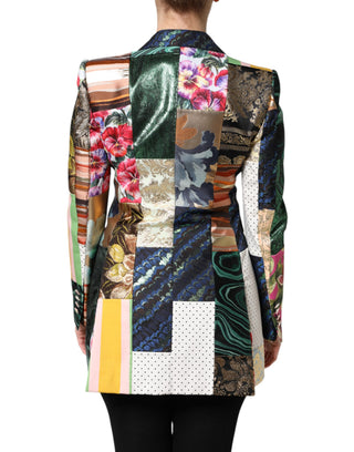 Mehrfarbige geblümte Patchwork-Jacquardjacke