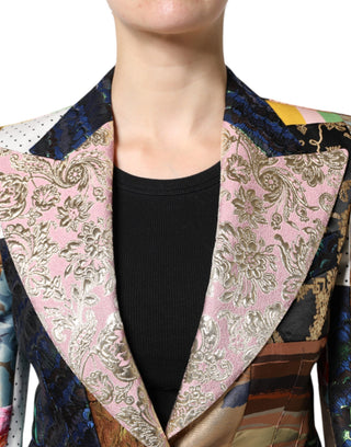 Mehrfarbige geblümte Patchwork-Jacquardjacke