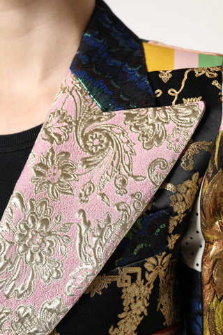 Mehrfarbige geblümte Patchwork-Jacquardjacke